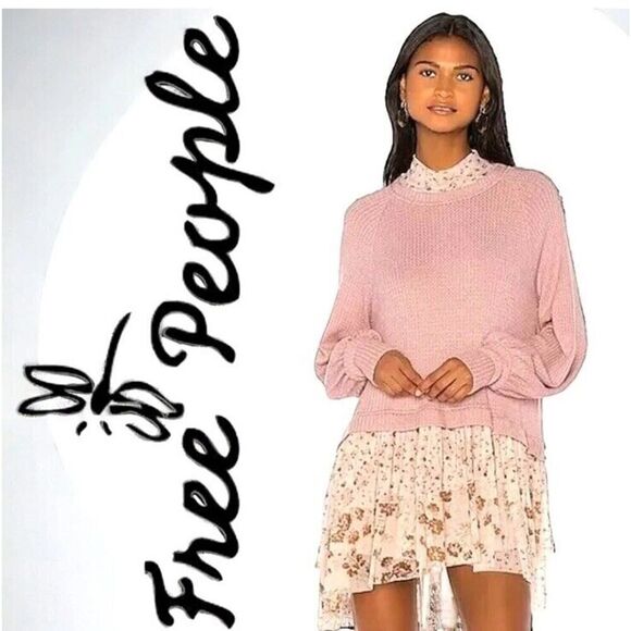 NWT FREE PEOPLE Opposites Attract Waffle Knit Mixed Media Mini Dress XS - Picture 6 of 14